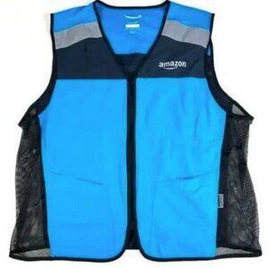 Amazon Employee Delivery Vest BLUE Adult XS/S Reflective Full Zip NEW